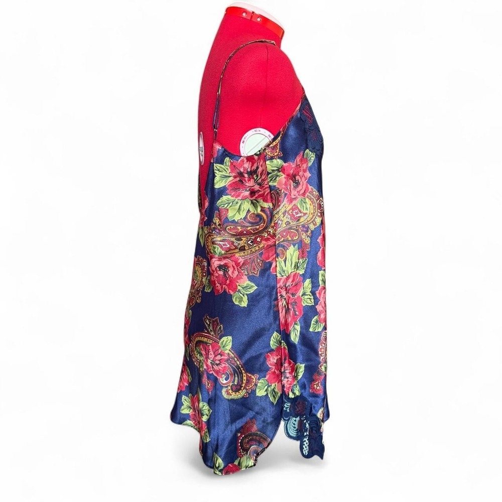Vintage Victoria's Secret Gold Label navy & red floral slip dress size large - Picture 3 of 8